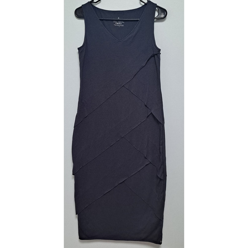 Neon Buddha Shanghai Asymmetric Layered Dress, Lagenlook Minimalist, Small Navy